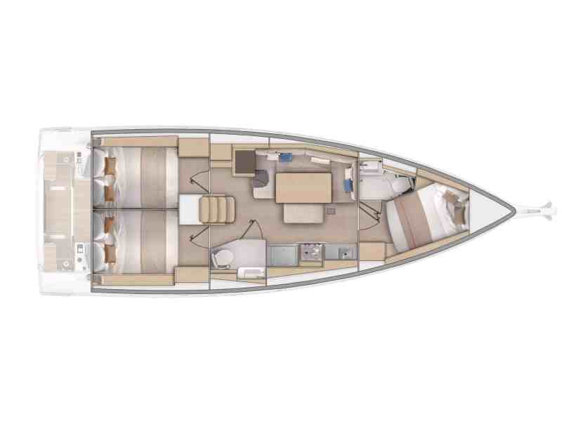 three-cabin interior