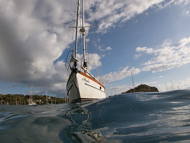 Strider-anchored-Tyrrel-Bay Strider anchored in the bay