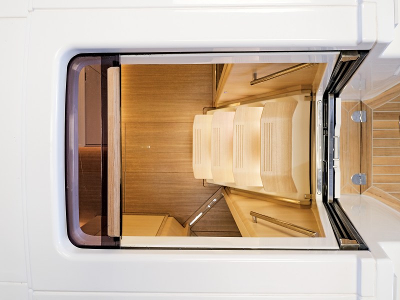 Overhead of the Italia Yachts 14.98 hatch