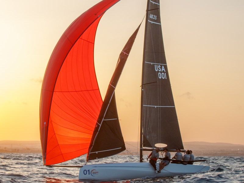 Nautor Swan 28 at sunset