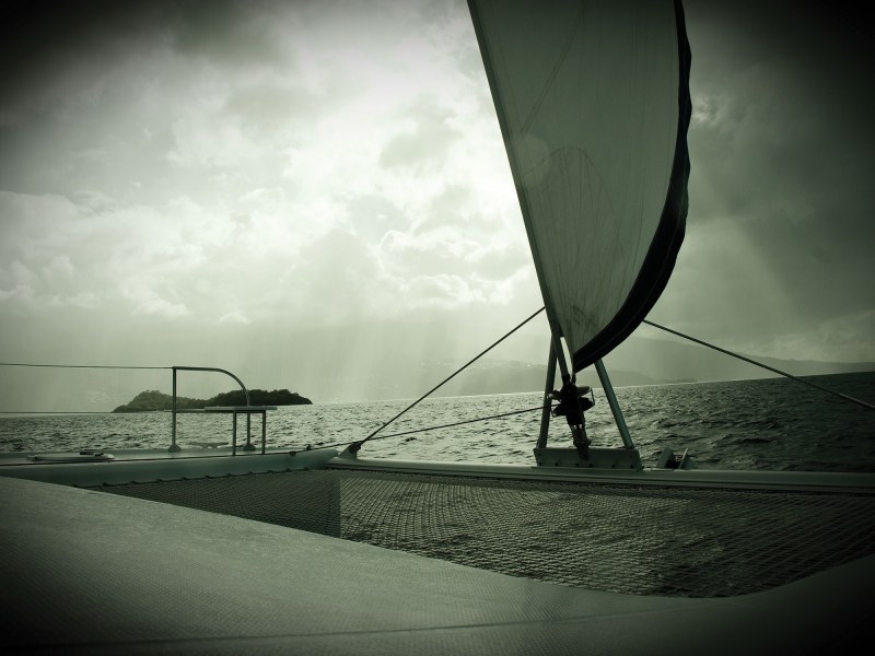 Catamaran sailing to the Caribbean