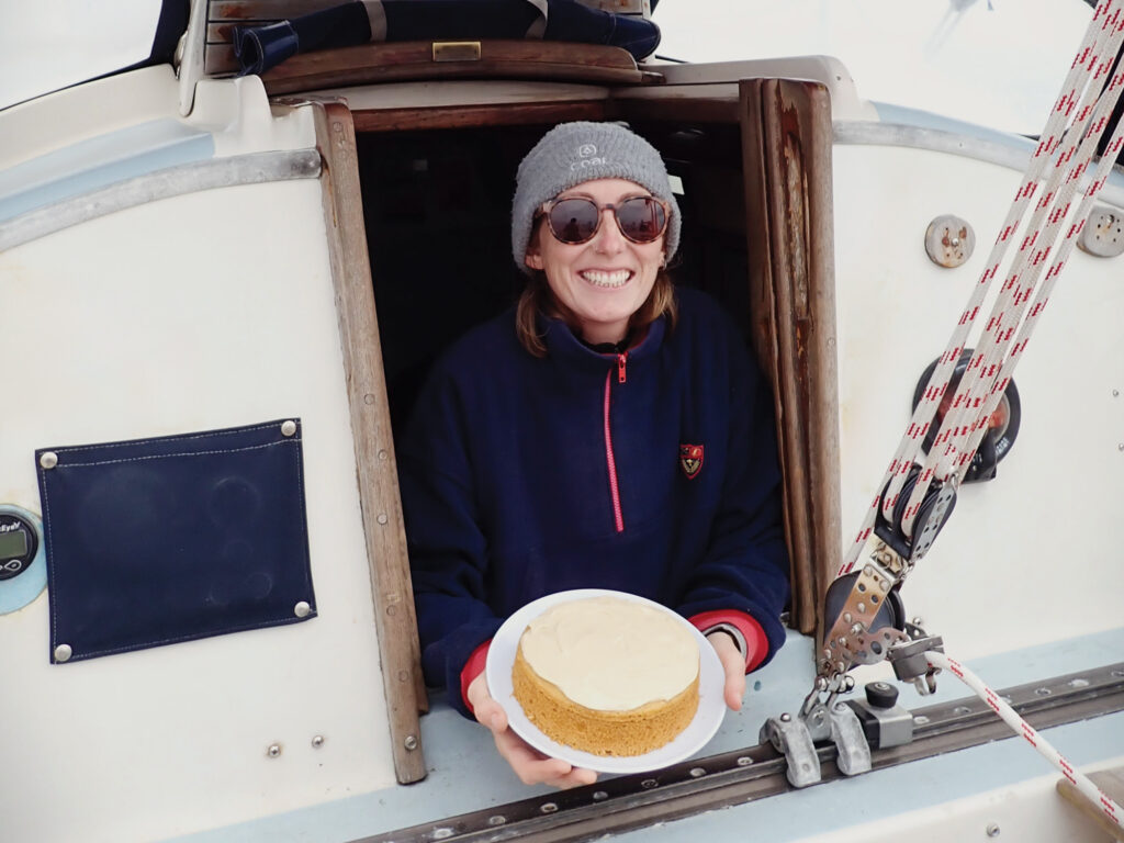 Halfway-day cake on a sailboat