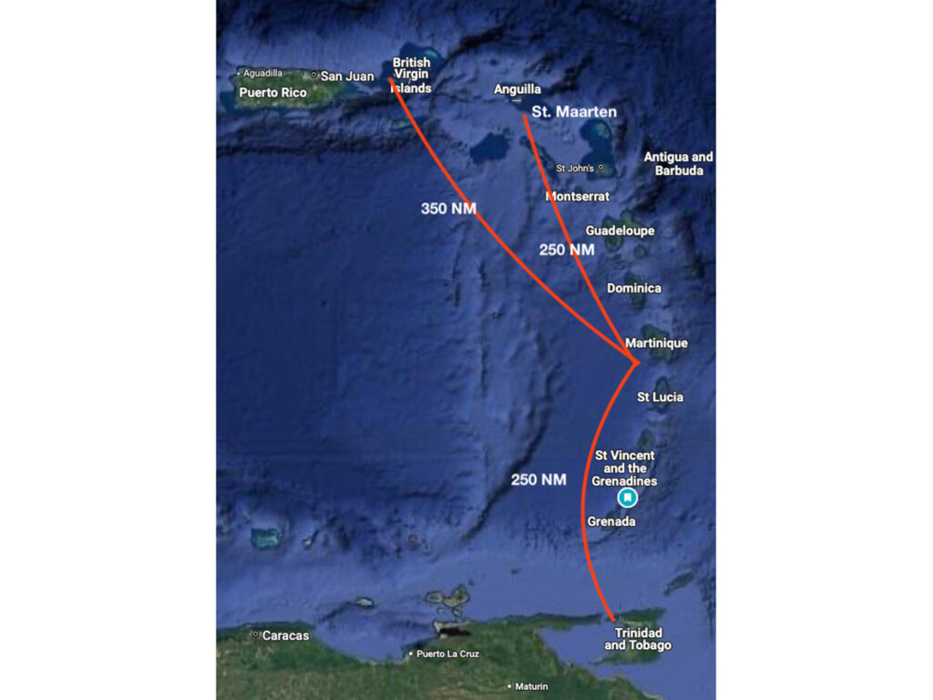 Sailing routes back from the Caribbean