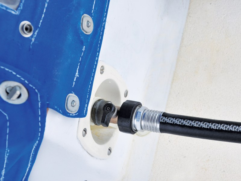 Boat-connection Adding a manual shut-off valve to prevent flooding