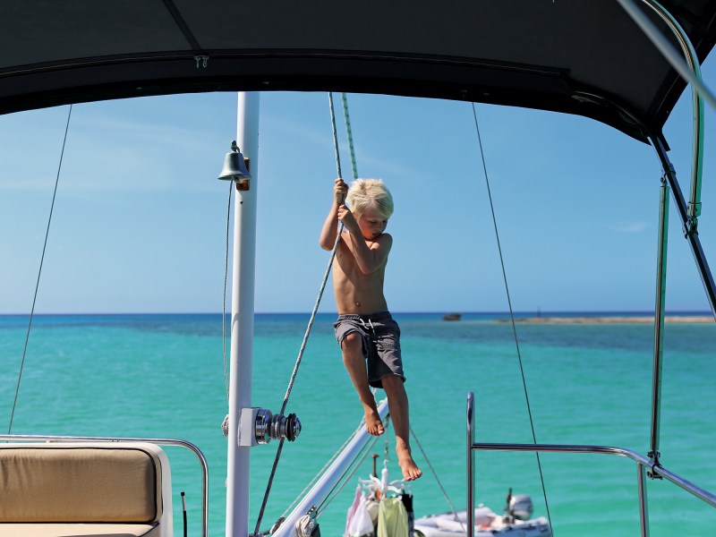 Lowe on a catamaran