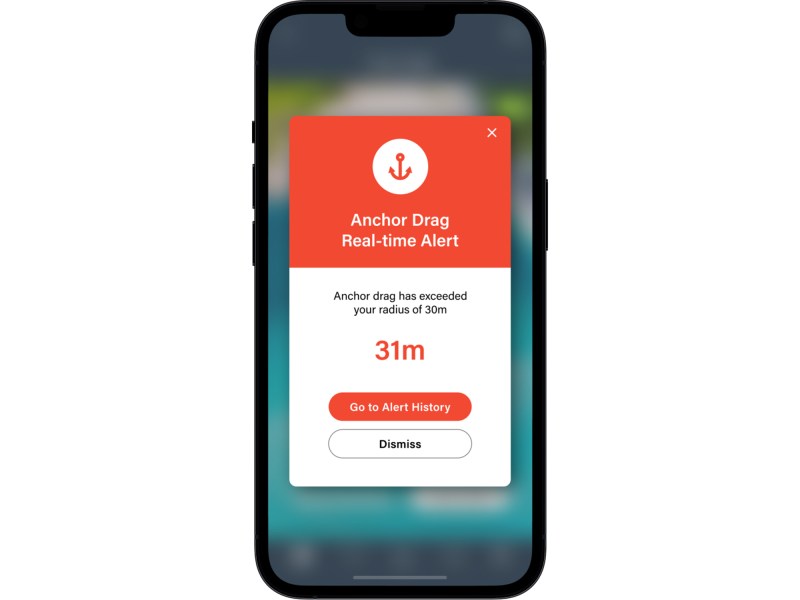 Phone alert from PredictWind app