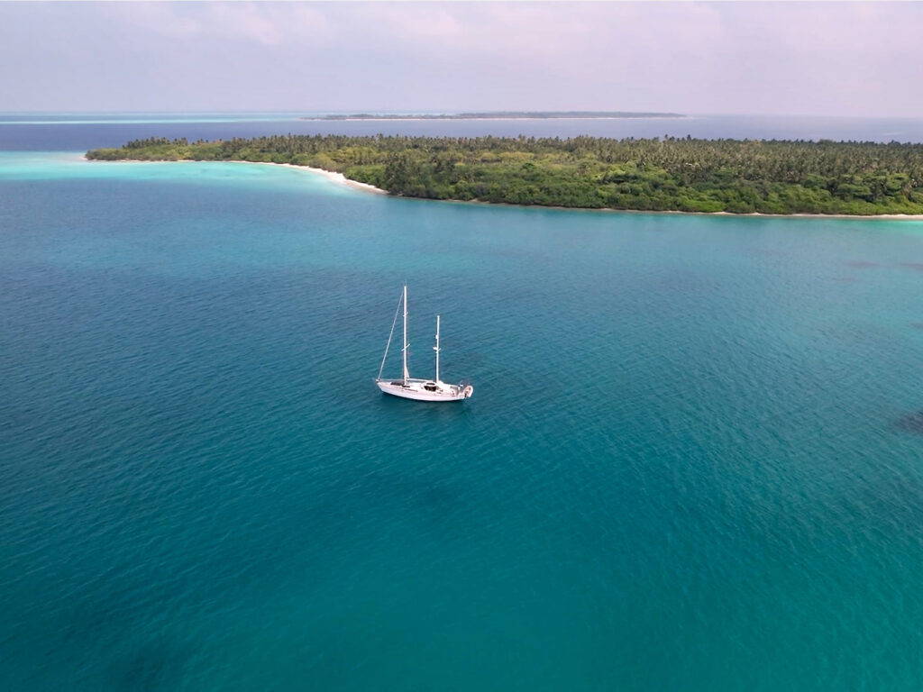 Boat at anchor in the Maldives