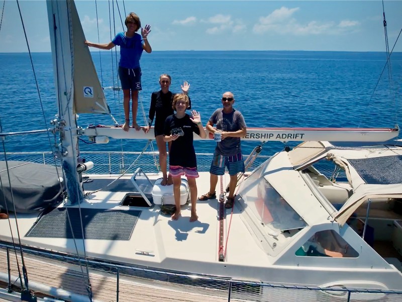 crew at anchor in the Maldives