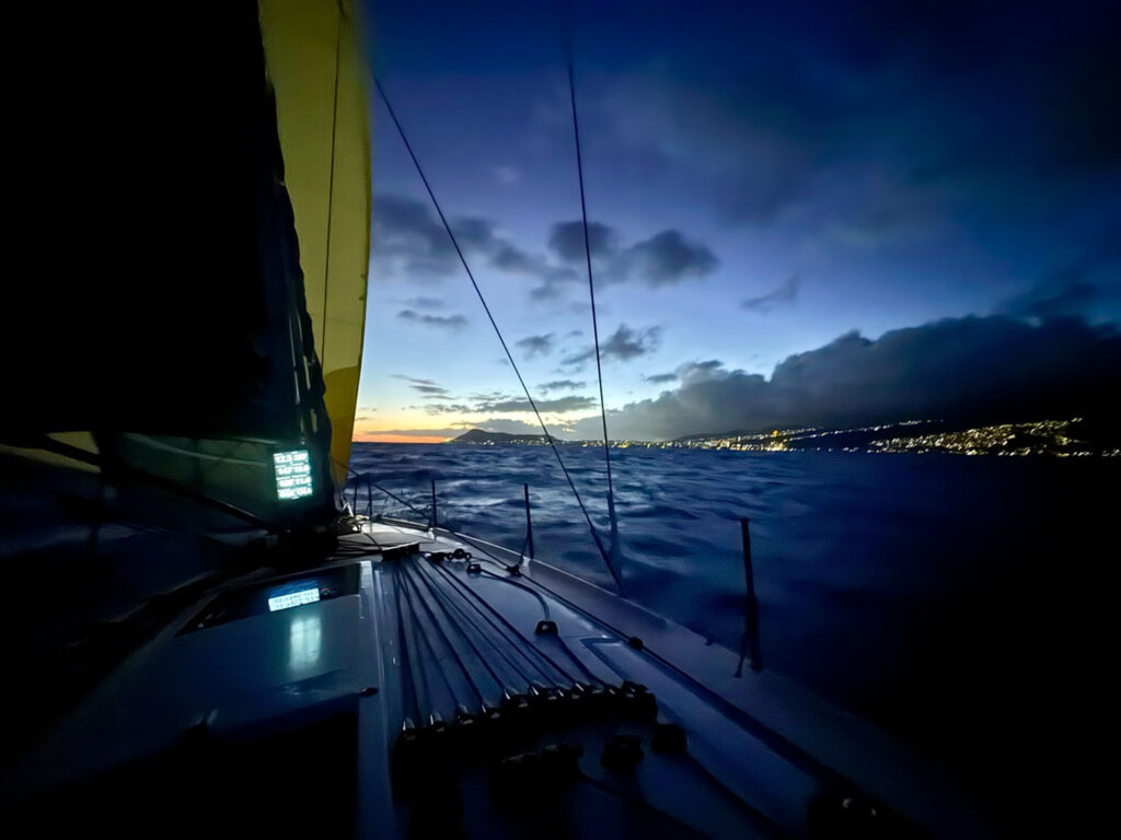 Rahan at night near Hawaii during the 2025 Tranpac