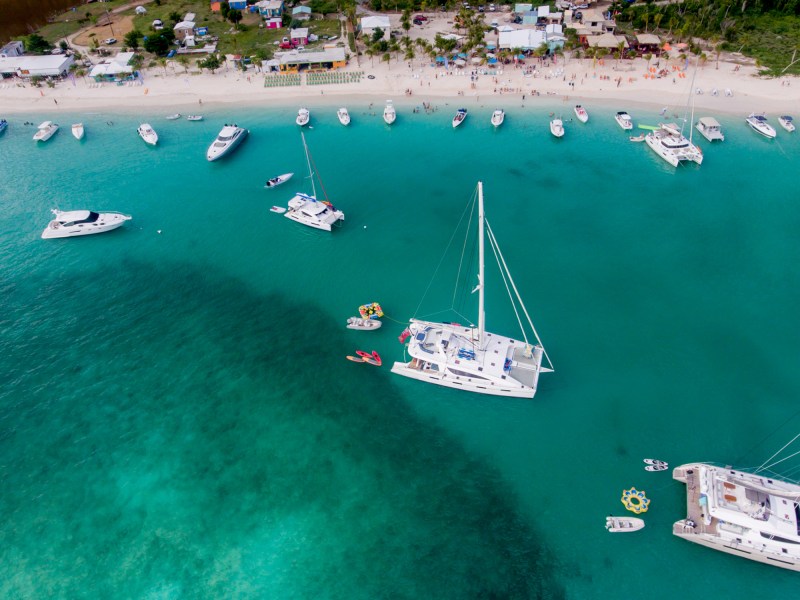 Aerial of lagoon at Jost Van Dyke