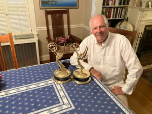 Gary Jobson with his Emmys