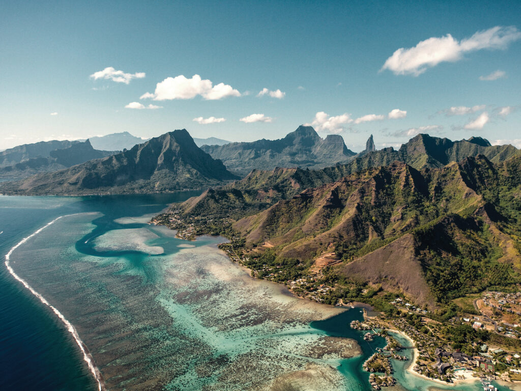 Aerial Photo of Seaside Resort on Moorea Island French Polynesia