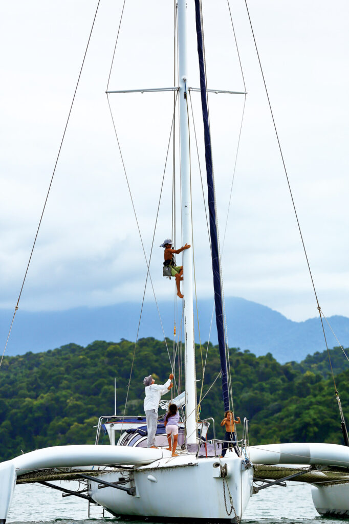 Rig check on a sailboat