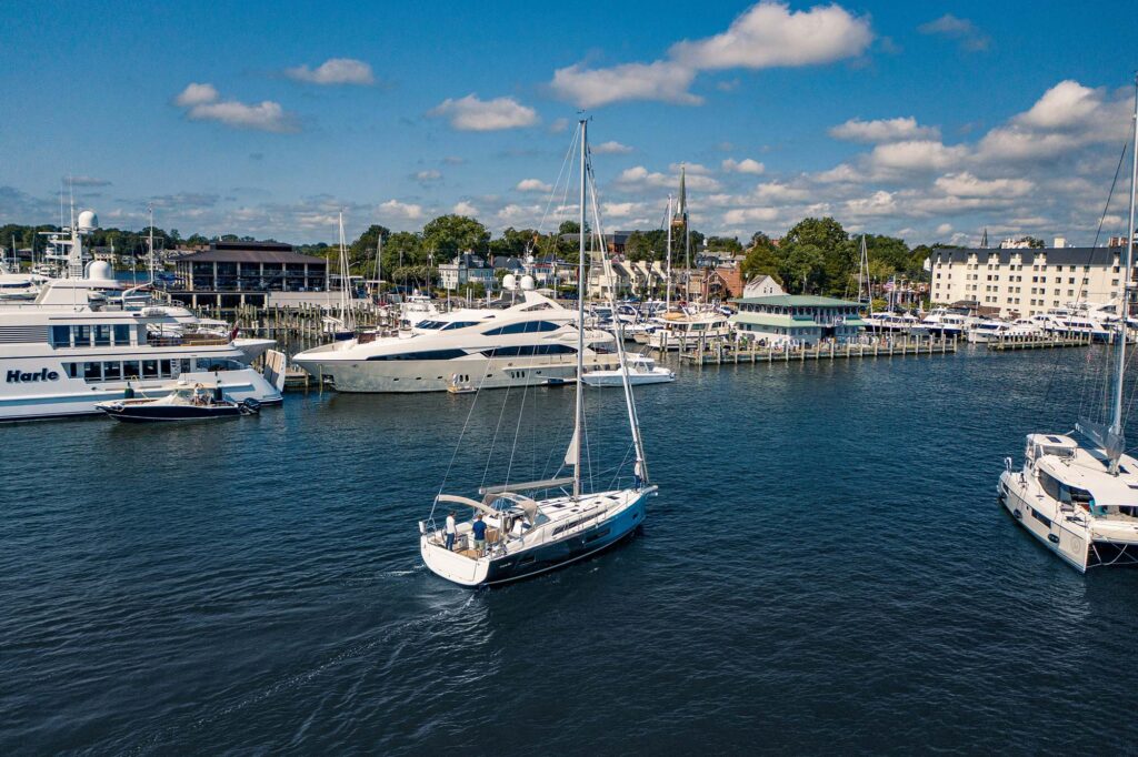 Sailboat in a marina
