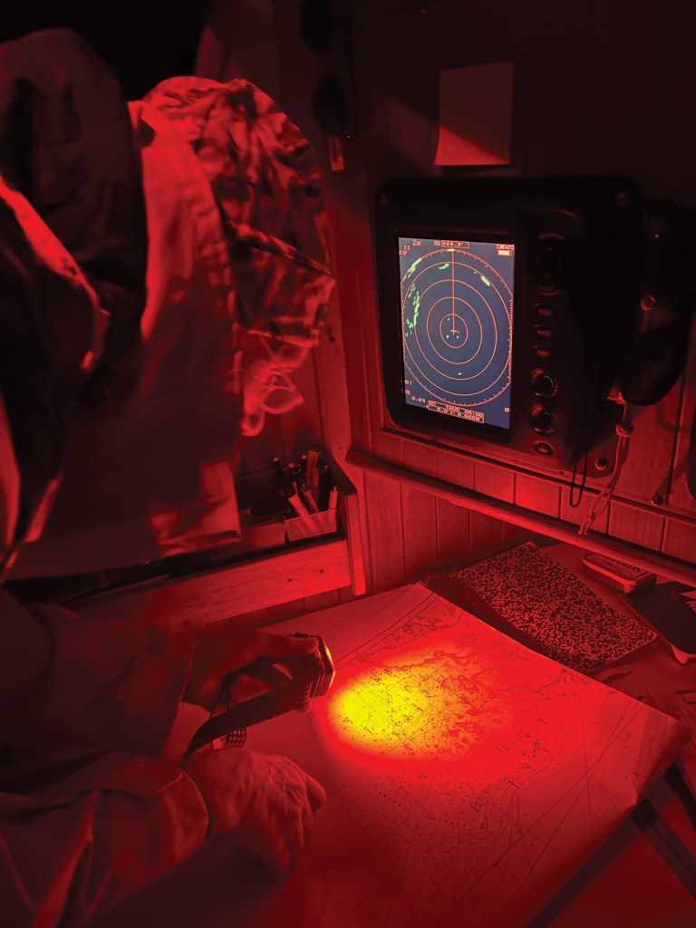 AIS and radar monitoring during overnight offshore passage