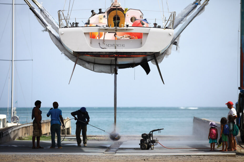Sailboat on a hoist