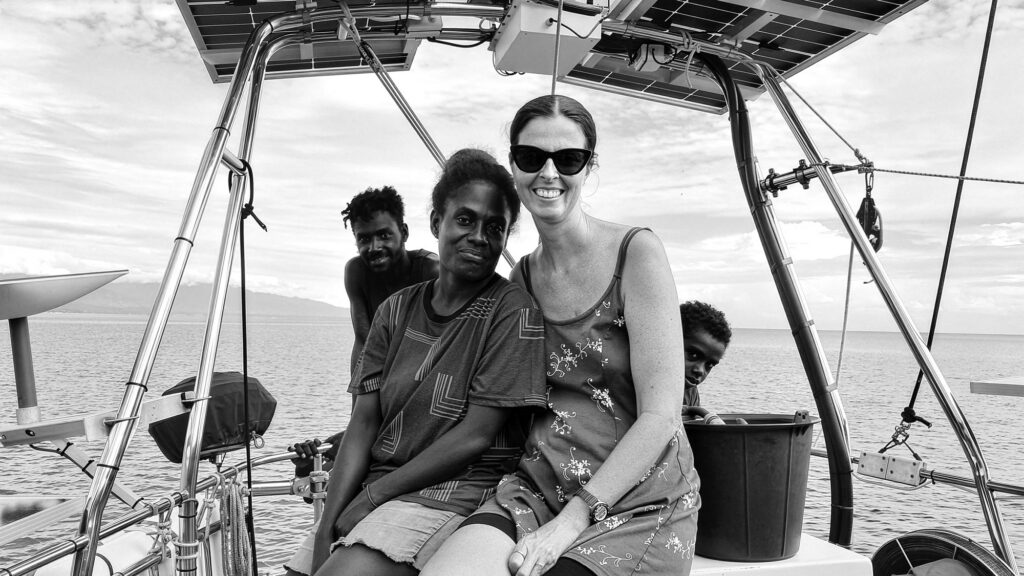 Bougainville locals visiting a sailboat
