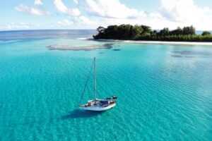 A quiet anchorage off Bougainville’s lush eastern shore
