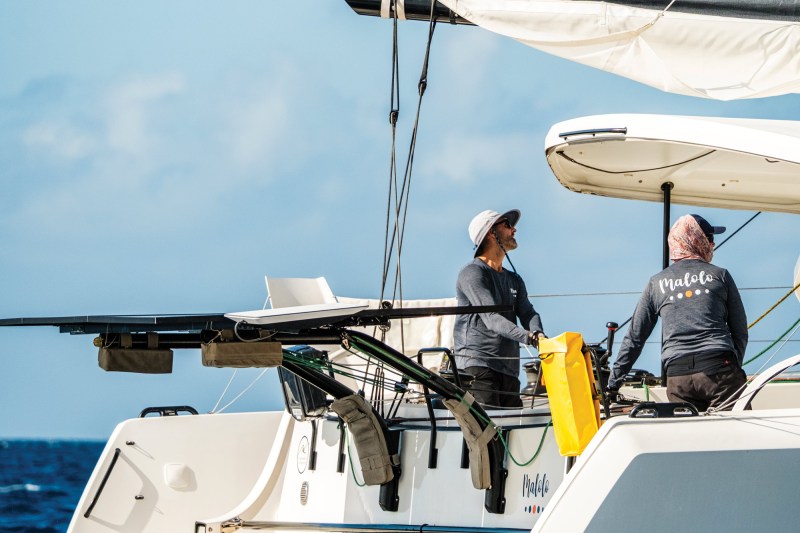 Thomas Kassberg surveys his sails