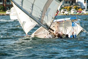 Small capsizing sailboat