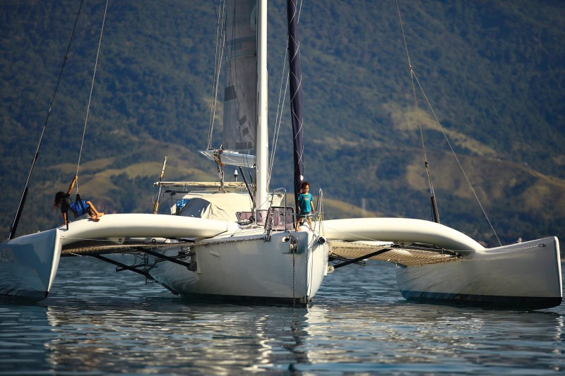 Thunderbird lies at anchor off Ilhabela, Brazil