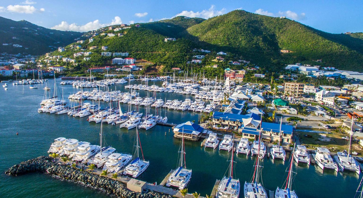 Boats at the Sunsail base in Road Town, Tortola, British Virgin Islands.