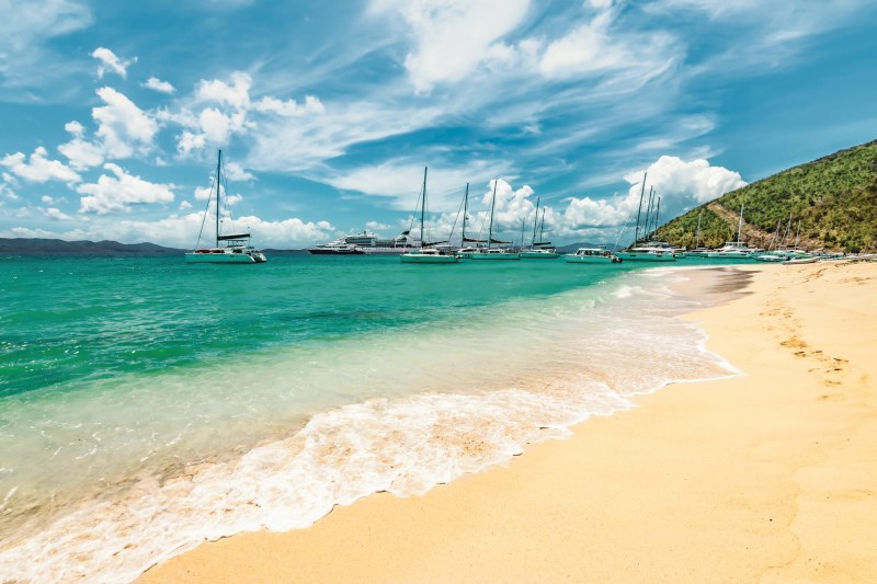 Catamarans anchored in BVI