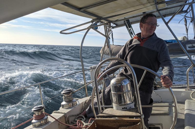 Jamie Gifford at the helm of Totem