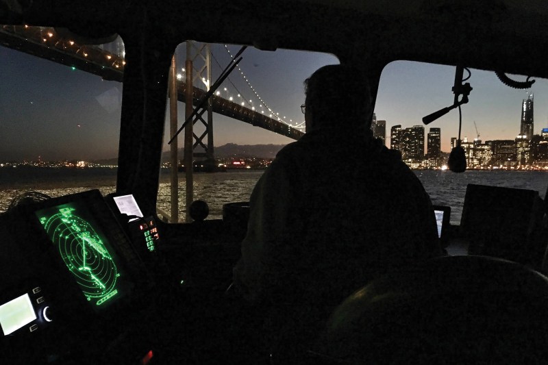 A captain sailing in the dark